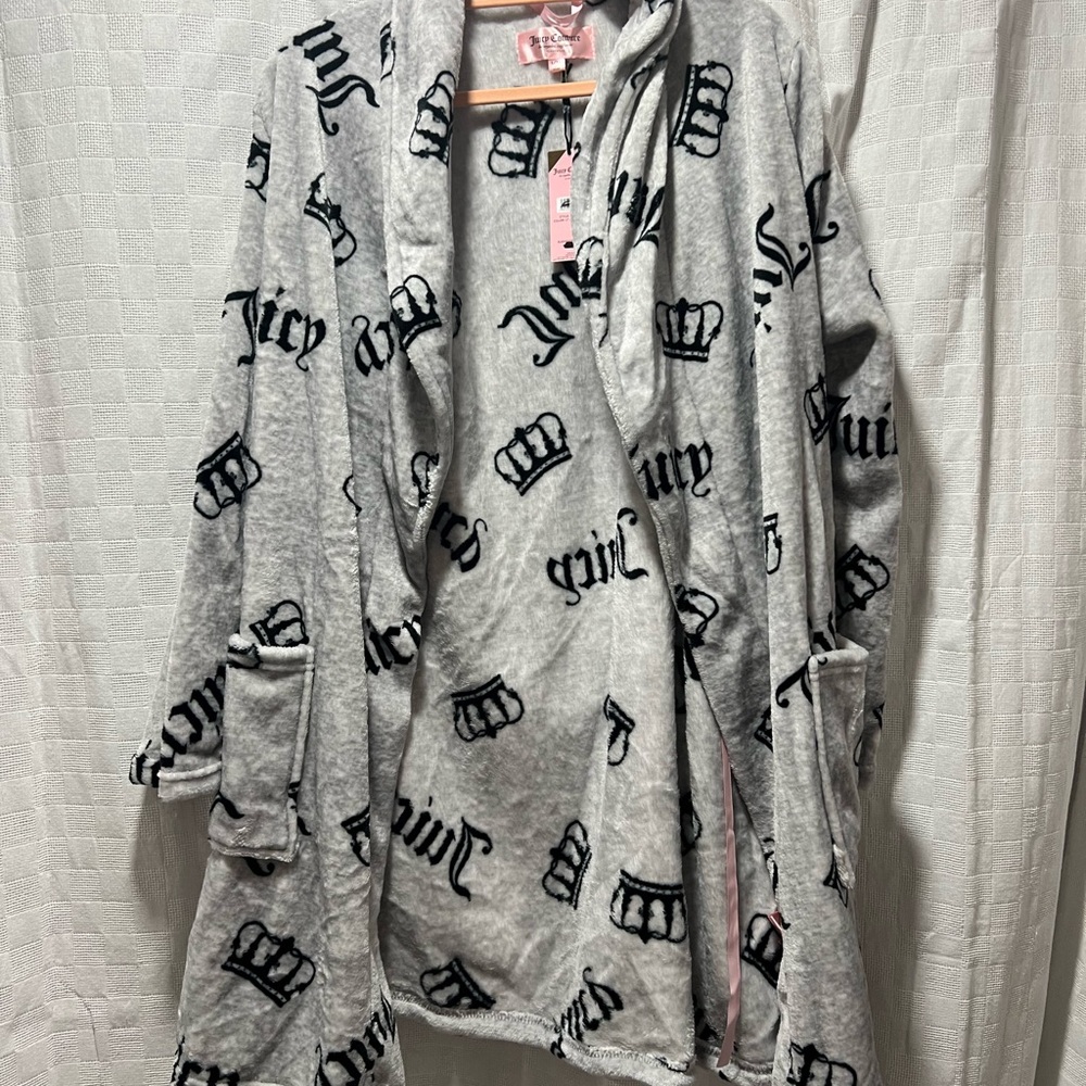 Juicy Couture Gray Robe with Crown Print